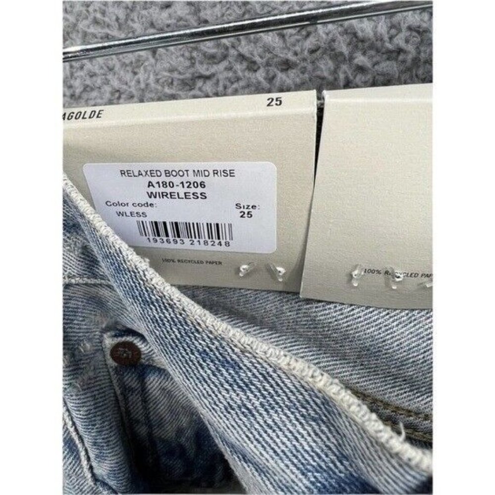 Agolde Mid Rise Relaxed Boot Straight Leg Jeans in Wireless Size 25 - Picture 8 of 12